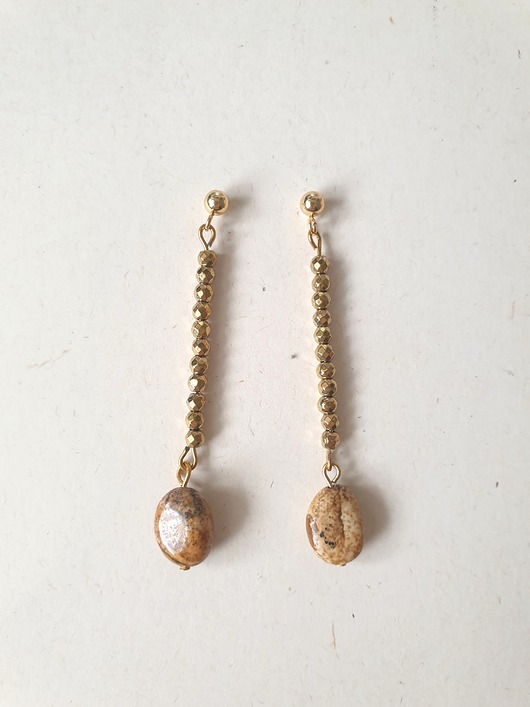 kolczyki z kamieniami Kolczyki ROOTS hematyt, jaspis obrazkowy