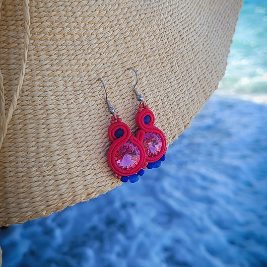 kolczyki soutache Sofi 9 - kolczyki z kryształami