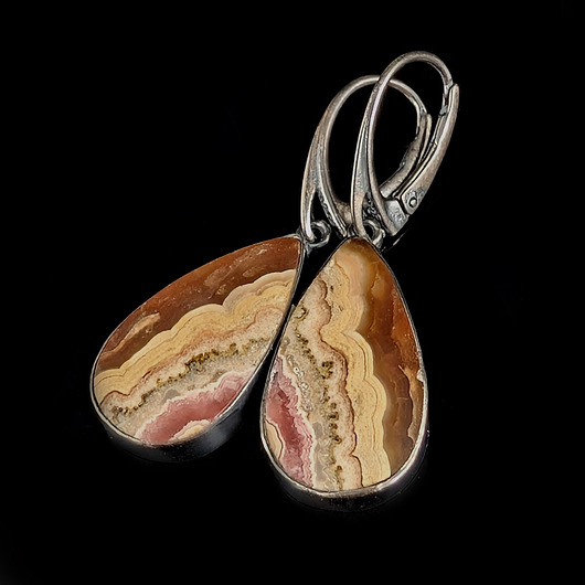 kolczyki srebrne Kolczyki srebrne róża Inków- rodochrozyty