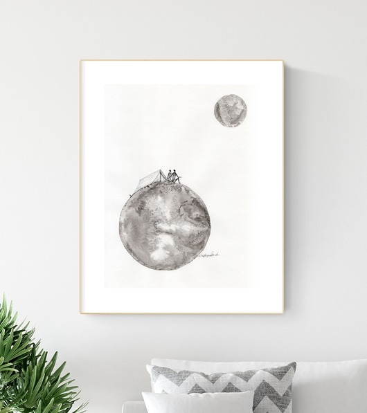grafika 30 x 40 cm wykonana ręcznie, abstrakcja Krystyna Siwek Art