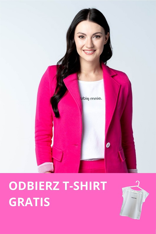 marynarki damskie Marynarka damska Fuchsia Fever różowa z dresówki GRATIS T-SHIRT