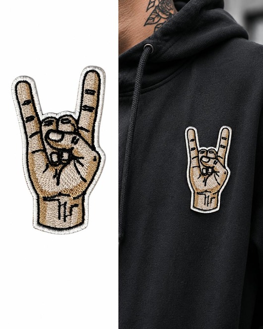naszywki na ubrania Naszywka naprasowanka Dłoń - ROCK ON termoprzylepna haft 4,3x7,6cm