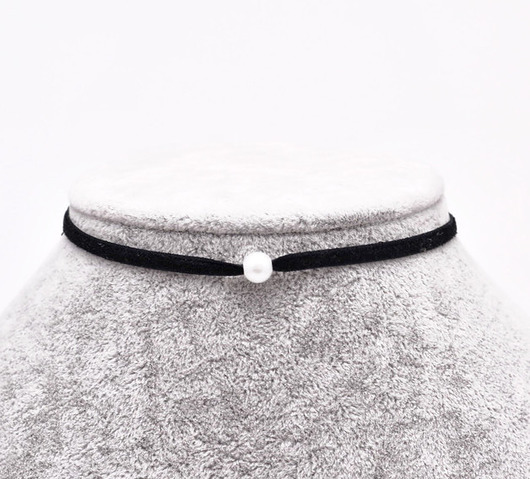 Choker Black Velvet -3mm- naszyjnik z perłą ZOKO STORE