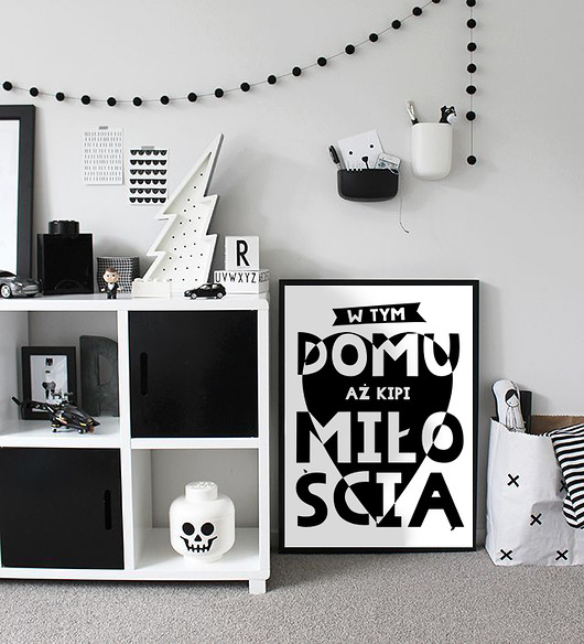 Plakat skandynawski z napisami w tym domu serce Bajkowe Obrazki