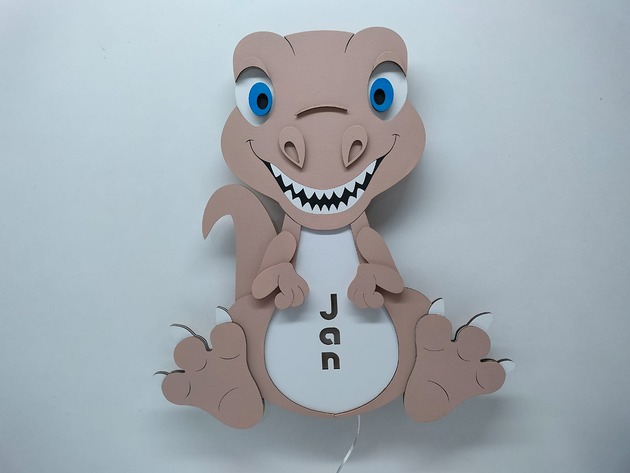 lampy do pokoju dziecka Oryginalna personalizowana lampka DINOZAUR z imieniem