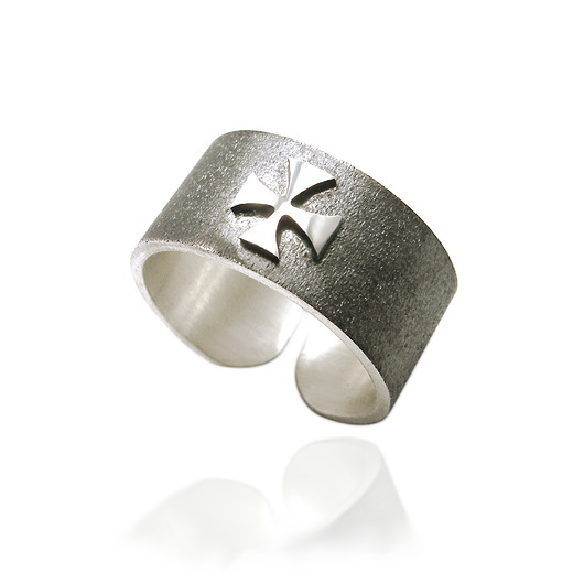 Obrączka z krzyżem maltańskim,srebro 925 Toros Design