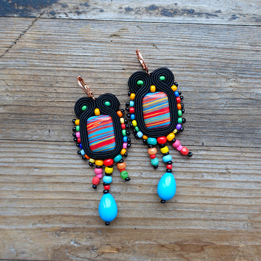 Kolorowe -kolczyki soutache Mró Soutache