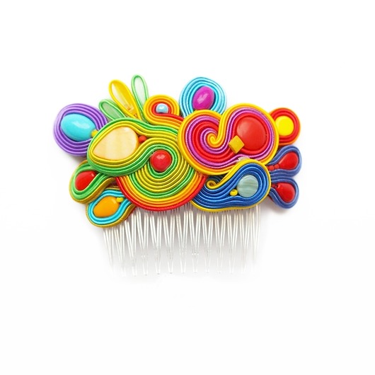 Bajkowy grzebyk do włosów soutache Mró Soutache
