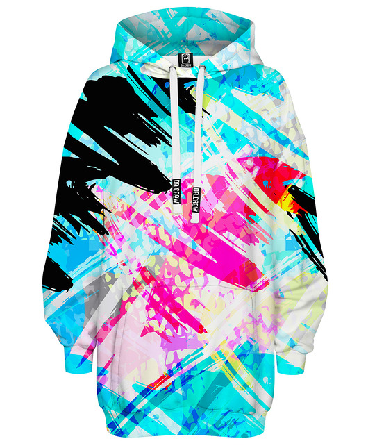 bluza z kapturem damska Bluza Oversize Tunika DR.CROW Scribbles