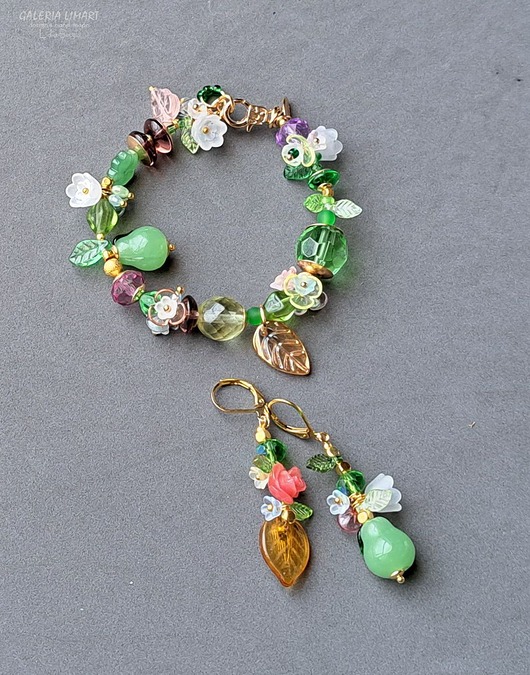 komplet biżuterii Nie zapomnij o lecie - komplet bransoletka+kolczyki boho handmade 3w1 PREZENT