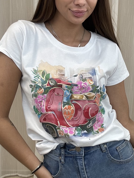 t-shirt damskie T-shirt Bike Rosa