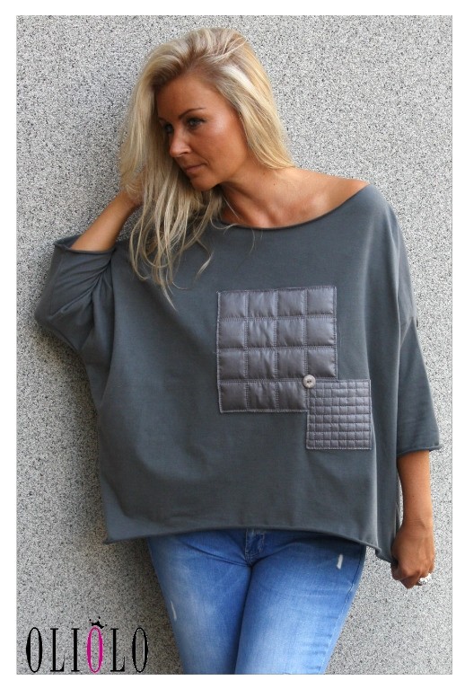 Bluza Szara Pikówka Oliolo  Pudrowy Różowy