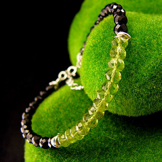 bransoletki z kamieni naturalnych Bransoleta Amulet - Oliwin Turmalin Srebro