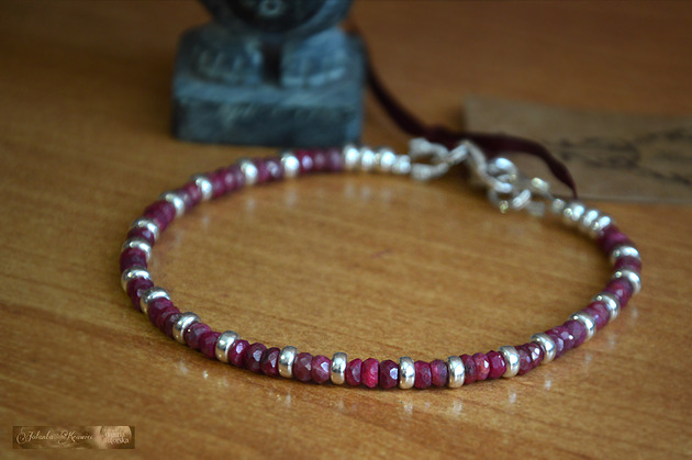 bransoletki z kamieni naturalnych Rubiny naturalne Bransoletka Srebro