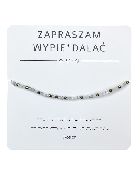 bransoletki na sznurku Bransoletka z alfabetem Morse Labradoryt, Księżycowy, Piryt