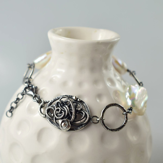 bransoletki wire wrapping Soreva - srebrna bransoletka wire-wrapping