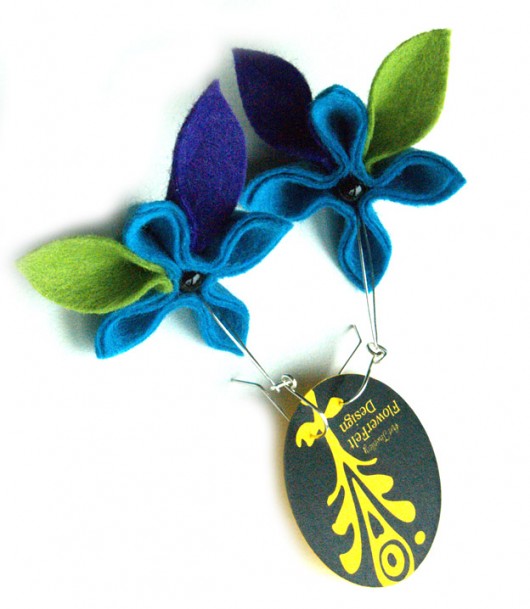turkus fiolet zieleń FlowerFelt Design
