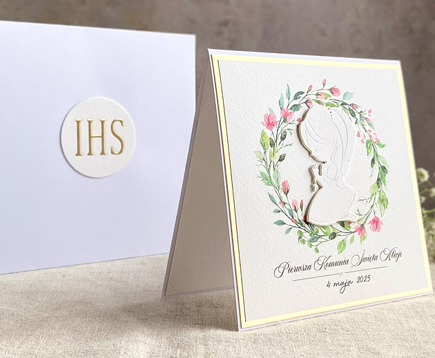 kartki na komunię Kartka na komunię z ozdobną kopertą, 85