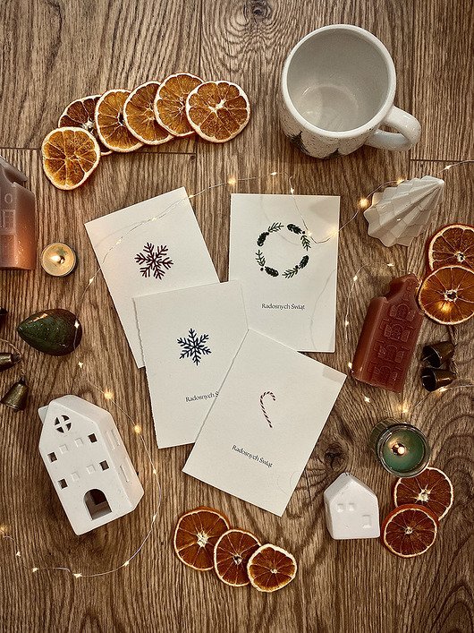 kartki scrapbooking Haftowane kartki świąteczne Bożonarodzeniowe - zestaw 4 szt