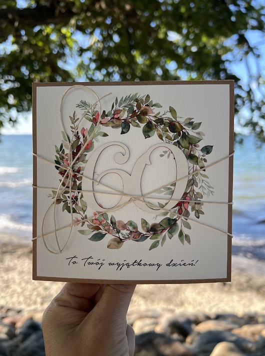 kartki scrapbooking Ręcznie robiona kartka urodzinowa, na 60 urodziny, urodzinowy pomysł prezent