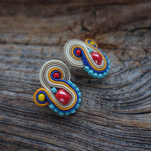 kolczyki soutache Małe etniczne kolczyki sutasz