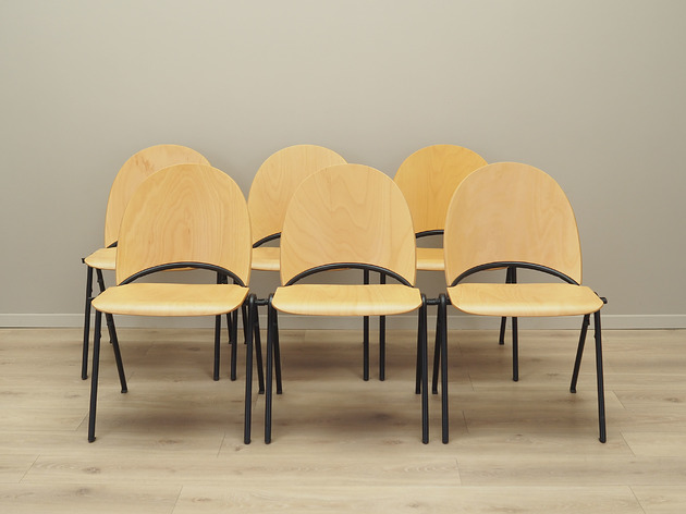 krzesła Komplet sześciu krzeseł, duński design, lata 70, produkcja: Dania