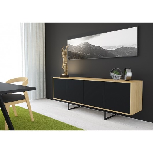 komody i szafki Komoda ABATO SLEEK  dąb + czarny