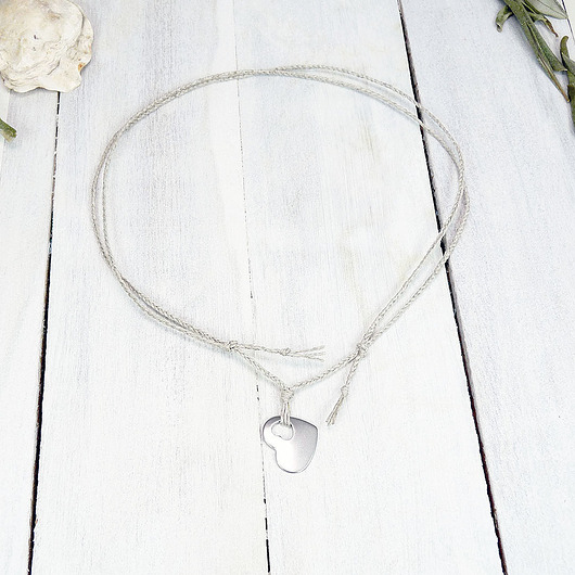 chokery Wisiorek na lnie Serce ze stali