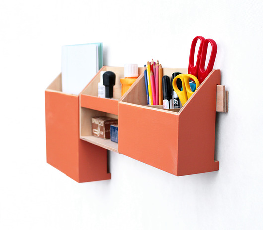 Organizer drewniany - pomarańczowy Clock Wood Studio