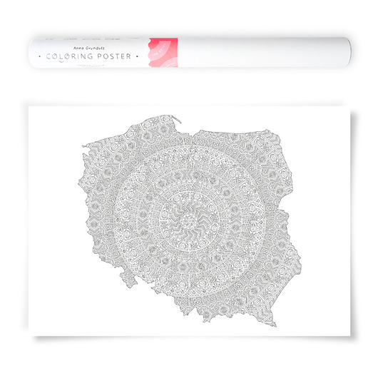 plakaty Plakat do Kolorowania Mapa Polski Mandala Województwa 50x70cm