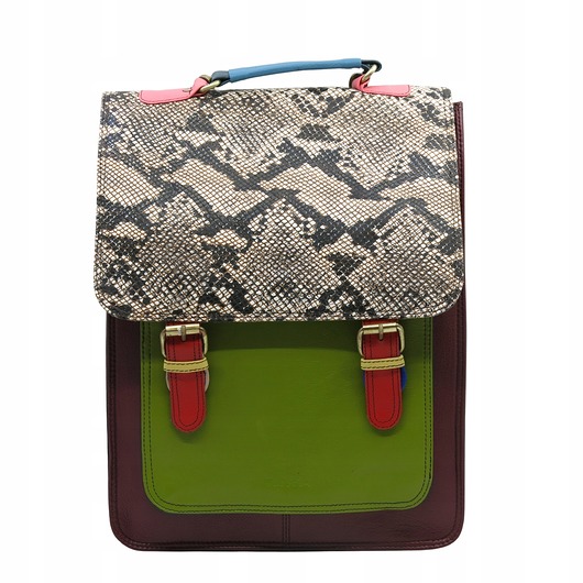 plecaki Plecak skórzany damski torebka 2w1 elegancki pojemny mieści A4 OLIVKA