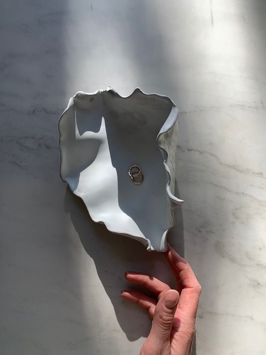 pojemniki na biżuterię Podstawka na Biżuterię Palo Santo Ceramiczna Muszelka Muszla Biała