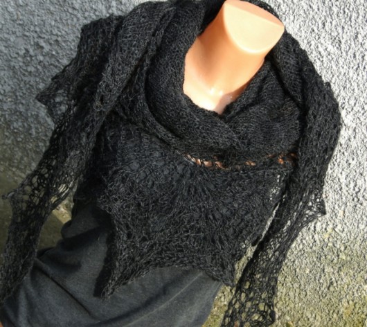 antracyt / delikatna chusta agat handmade