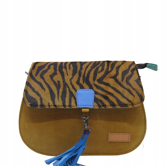 torby na ramię Torebka damska klasyczna zamszowa odpinany wymienny chwost brelok OLIVKA