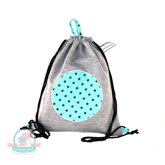 Dresbag- wodoodporny worko-plecak-GwiazdyTurkus craftKASIA