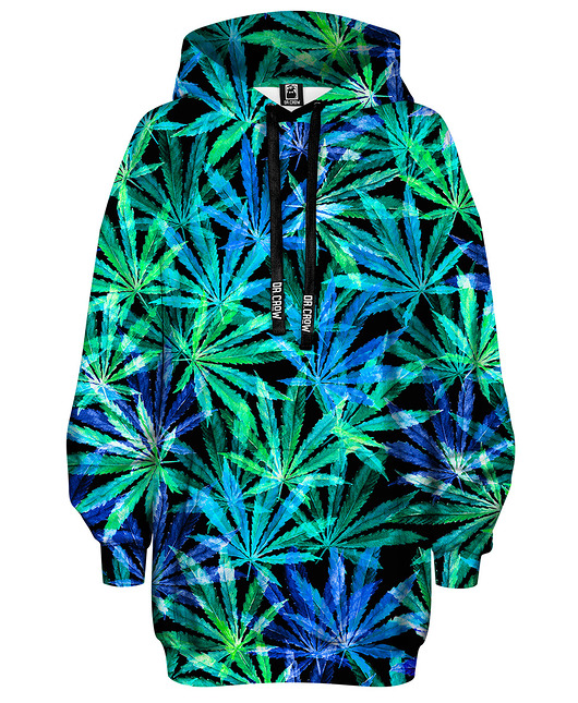 bluza z kapturem damska Bluza Oversize Tunika DR.CROW Hemp Blue