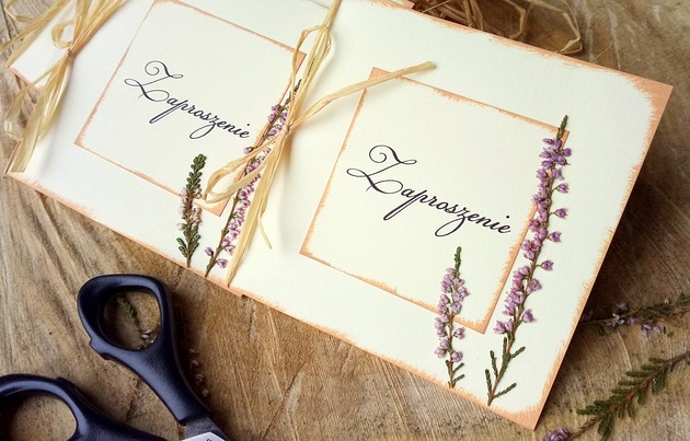 zaproszenia i kartki na ślub Zaproszenia ślubne wrzosy