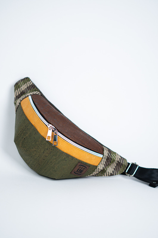 torby i nerki męskie Zielona khaki męska nerka saszetka z korka unisex ODCIENIE ZIEMI