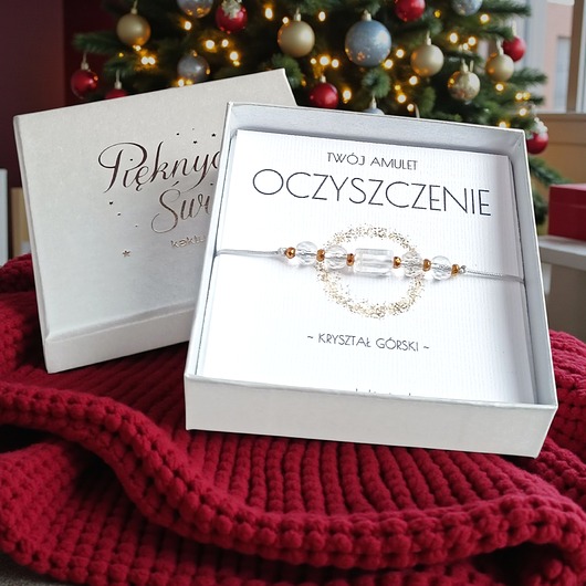 bransoletki z kamieni naturalnych Amulet - OCZYSZCZENIE - świąteczne pudełko - KRYSZTAŁ GÓRSKI