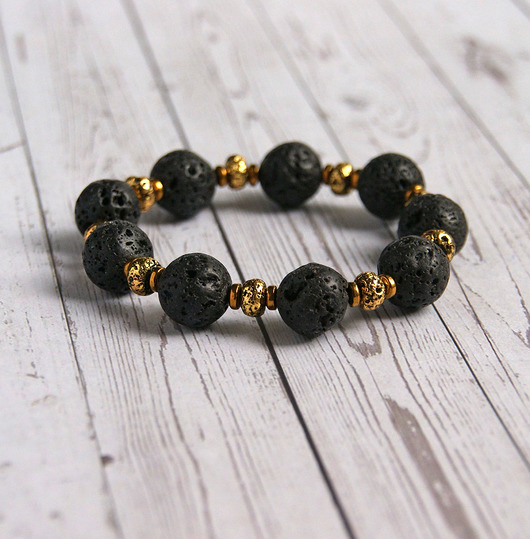 bransoletki z kamieni naturalnych GLAM! lawa, hematyt : rozmiar XS/S