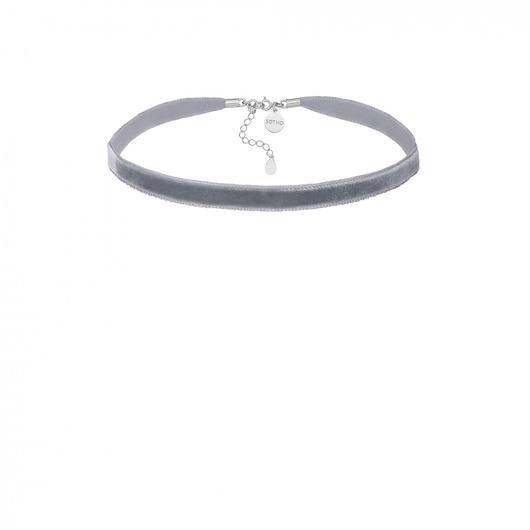 Szary aksamitny choker z regulowanym zapięciem SOTHO