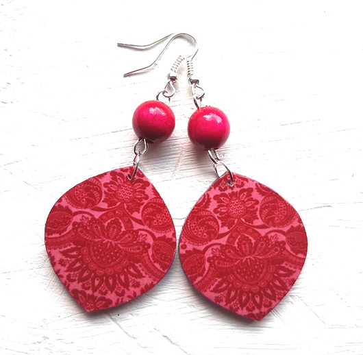 kolczyki drewniane Merida różowe