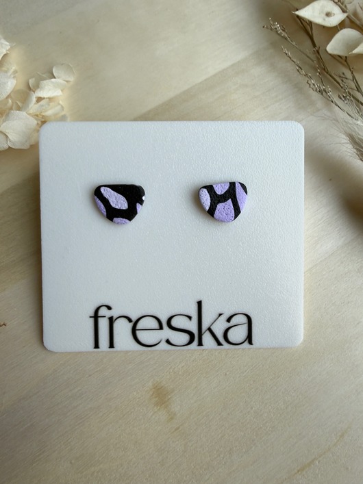 kolczyki z masy plastycznej Kolczyki Spots kamień - fioletowe