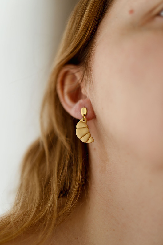 kolczyki z masy plastycznej Wiszące kolczyki Croissanty