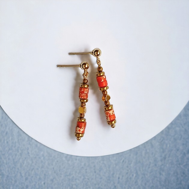 kolczyki z kamieniami LIMITOWANE kolczyki - jaspis cesarski, hematyt