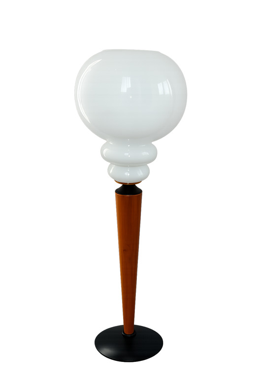 lampy stołowe Lampa stołowa modern, lata 70., metal, drewno i szkło, E27