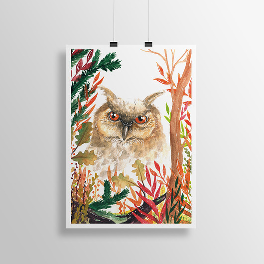 Plakat jesienna sowa WYTWOR 