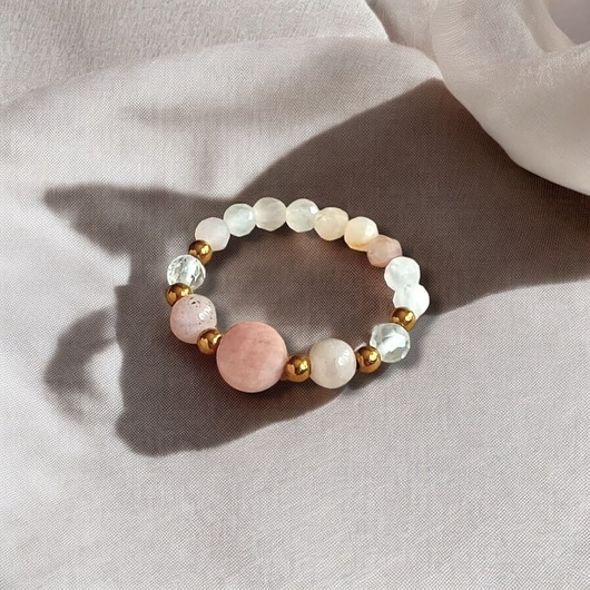 pierścionki elastyczne OPTYMIZM - pierścionek - kamień słoneczny,kryształ górski, hematyt