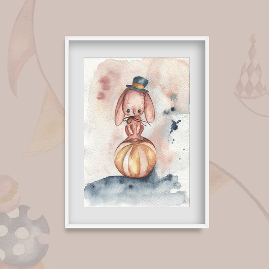 obrazy i plakaty do pokoju dziecięcego Plakat A3 "Circus Bunny II"