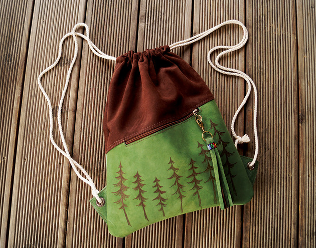plecaki Plecak WOREK skóra naturalna zamszowa zieleń brąz CHOINECZKI